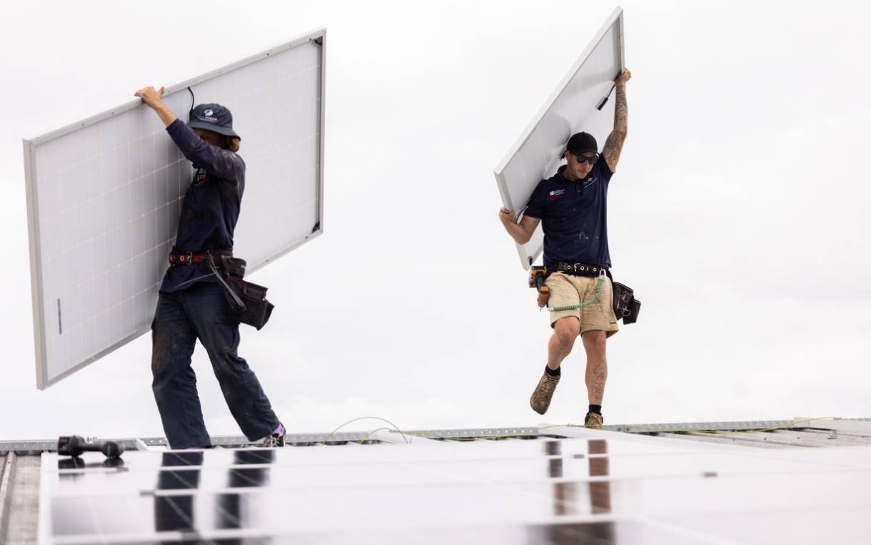 One Power Solar team members on site